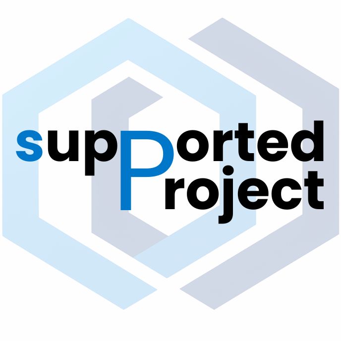 SupportedProject - Technische Projektdienstleistungen und Interimsmanagement Logo mit geometrischem Design